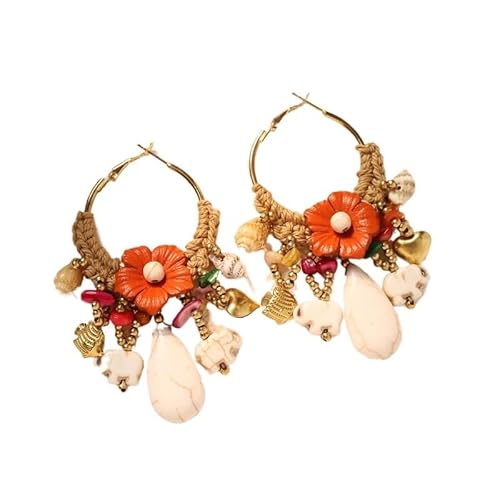 YOPI Vintage Boho Blumenohrringe | Ethno Gewebte Ohrringe for Frauen | Weihnachtsschmuck Geschenk(Weiß) von YOPI