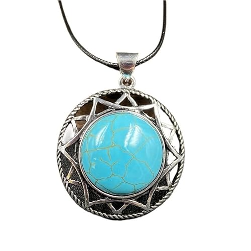 YOPI Vintage Kristall Halskette Anhänger - Abalone Muschel & Tigerauge Stein Personalisierter Schmuck for einzigartigen Stil(BlueTurquoise1(Synthetic)) von YOPI