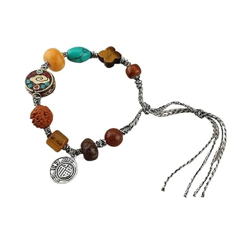 YOPI Vintage Nepal Perlen Gewebtes Armband - Tibetischer Ethno-Stil Schmuck for Frauen(Brown) von YOPI