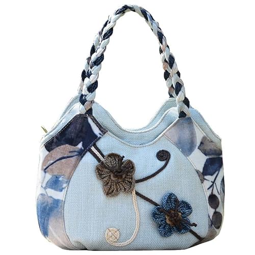YOPI Vintage-Tragetasche im Ethno-Stil for Frauen mittleren Alters | Literarische Canvas-Handtasche | Stilvolle Muttertasche(Flowers bloom branch) von YOPI