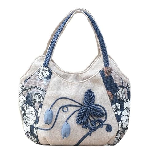 YOPI Vintage-Tragetasche im Ethno-Stil for Frauen mittleren Alters | Literarische Canvas-Handtasche | Stilvolle Muttertasche(In bud) von YOPI