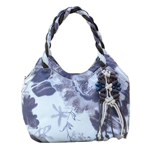 YOPI Vintage-Tragetasche im Ethno-Stil for Frauen mittleren Alters | Literarische Canvas-Handtasche | Stilvolle Muttertasche(Ink painting) von YOPI