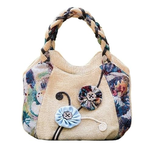 YOPI Vintage-Tragetasche im Ethno-Stil for Frauen mittleren Alters | Literarische Canvas-Handtasche | Stilvolle Muttertasche(Kite flowers) von YOPI