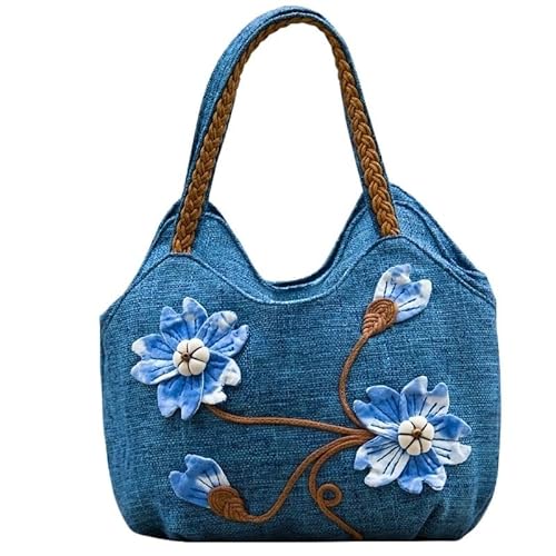 YOPI Vintage-Tragetasche im Ethno-Stil for Frauen mittleren Alters | Literarische Canvas-Handtasche | Stilvolle Muttertasche(Tie-dye blooming) von YOPI