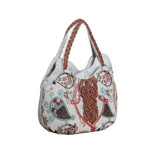 YOPI Vintage-Tragetasche im Ethno-Stil for Frauen mittleren Alters | Literarische Canvas-Handtasche | Stilvolle Muttertasche(Wait) von YOPI