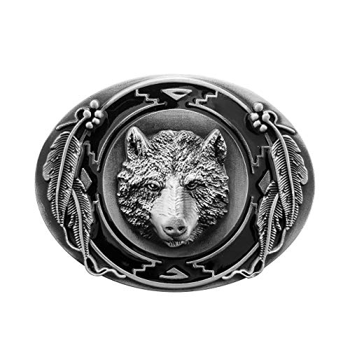 QUKE Vintage Heulender Wilder Wolf Gürtelschnalle Western Cowboy 3D Jagd Wolf Kopf Gürtelschnalle von YOQUCOL