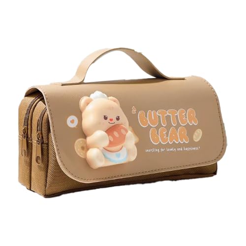 YORISMAL Butter Bear Unzip Pencil Case, Bear Zip Pencil Case, große Kapazität hohe Farbe Bär Schreibwaren Fall, Student Schreibwaren Bleistift Fall von YORISMAL