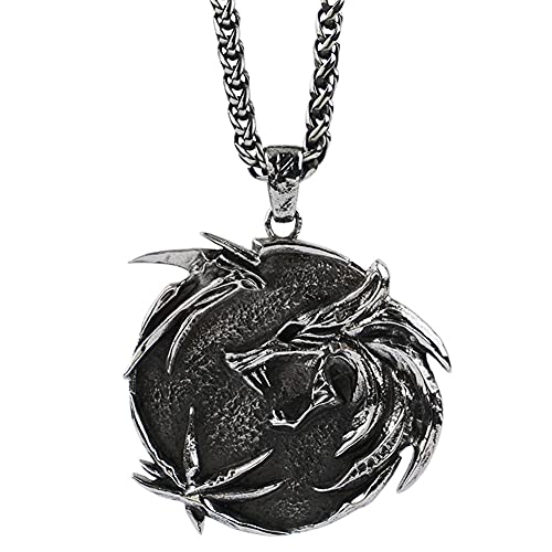 Herren Edelstahl Viking Fenrir Wolf Anhänger Halskette Nordischer Amulett Schmuck,Fenris wolf von YOROOW-OUTDOOR