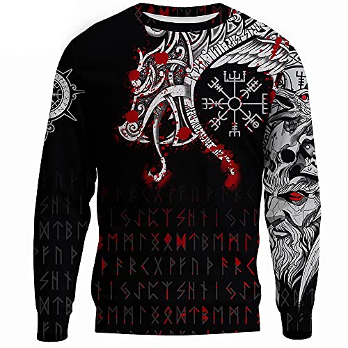 YOROOW-OUTDOOR Männer Wikinger Tattoo Beschichtung Pullover Nordeuropäische Zeichnung Lange Semato Pullover Herbst Freizeit Opera Rolle Spieljacke,Dragon Sweatshirt,L von YOROOW-OUTDOOR