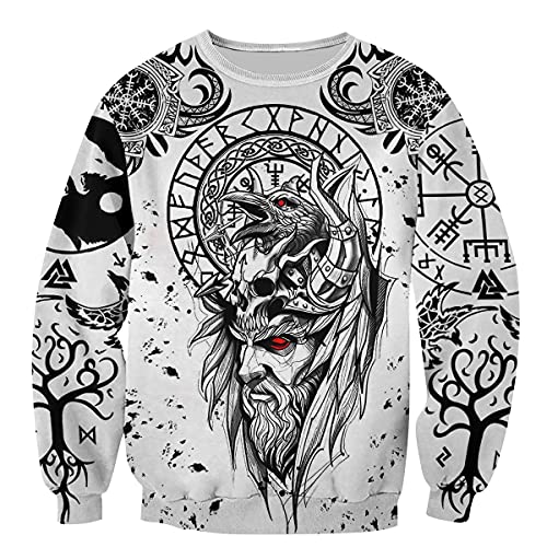 YOROOW-OUTDOOR Odin Raven Langarm Sweatshirt 3D Druck Herren Wikinger Tattoo Hoodie Oversized Pullover Retro Nordic Jacke,Odin Sweatshirt,M YOROOW-OUTDOOR Odin Raven Langarm Sweatshirt 3D Druck Herren Wikinger Tattoo Hoodie Oversized Pullover Retro Nordic Jacke,Odin Sweatshirt,M von YOROOW-OUTDOOR