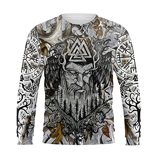 YOROOW-OUTDOOR Odin Raven Langarm Sweatshirt 3D Druck Herren Wikinger Tattoo Hoodie Oversized Pullover Retro Nordic Jacke,Valknut Sweatshirt,XXL von YOROOW-OUTDOOR