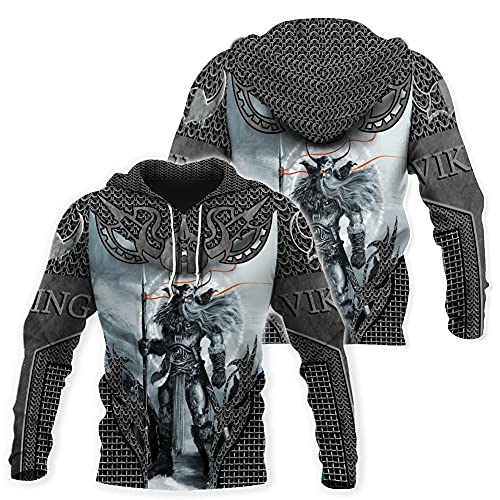 YOROOW-OUTDOOR Odin Wikinger Gott Tattoo Herren Sweatshirt, Herbst Casual Langarm Hoodie Cosplay Pullover Nordische Jacke,Hoodie,XL von YOROOW-OUTDOOR