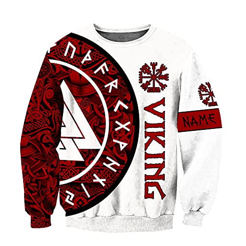 YOROOW-OUTDOOR Viking Odin Tattoo Hoodie für Herren 3D-Druck Herbst Casual Pullover Mit Großer Tasche Cosplay Jacke, US Grösse,Viking Sweatshirt,XXL von YOROOW-OUTDOOR