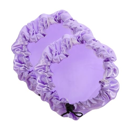 YOSADIER 2 Stück Wiederverwendbare Duschhaube Damen Wasserdichte Satin Haarkappen mit Elastischem Große Badekappen für Langes Lockiges Haar Leicht Tragbare Haarhaube zum Duschen und von YOSADIER