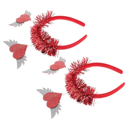 YOSADIER 2stücke Herz Stirnband Mit Glitzer Pailletten Haarband in Herzform Valentinstag Kopfbedeckung Party Accessoires Für Hochzeit Und Geburtstag Rot von YOSADIER