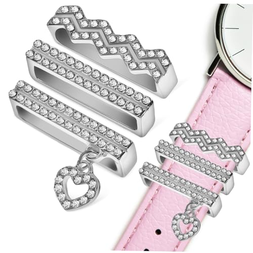 YOSADIER 3 Stck Teiliges Uhrband Charms Anhänger mit Funkelndem Diamantdesign Einfache Montage Vielseitig als Uhrbandring und Anhänger Geeignet Modisches Accessoire für Damen und Mädchen von YOSADIER