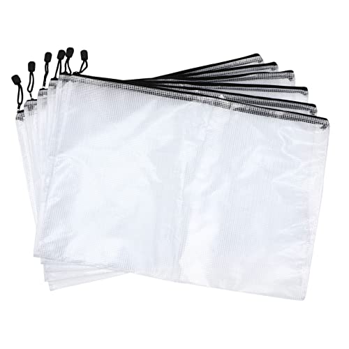 YOSADIER 6 Stück Grid Aktentasche Schreibwaren Klassenzimmerzubehör Mesh-Aufbewahrungstaschen aufbewahrungssack Storage Pockets Document Bag reistasche Stiftbeutel Stiftorganisator PVC Weiß von YOSADIER