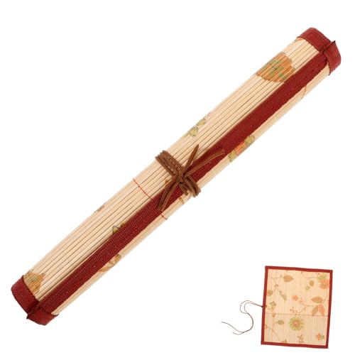 YOSADIER Bambus Pinselrolle mit Großem Fassungsvermögen Handgefertigte Kalligraphie Pinsel Aufbewahrung Gerollte Federtasche für Malstifte und Pinsel Robust Tragbar für Künstler und von YOSADIER