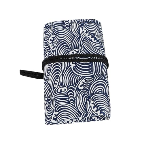 YOSADIER Große Canvas Pencil Roll Mäppchen mit Wellenmuster Langlebige Federmappe für Buntstifte und Zeichenstifte Praktische Aufbewahrungstasche für Künstler und Schüler Fächer Organizer von YOSADIER