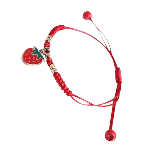 YOSADIER Süßes Erdbeerarmband Geflochtenes Seilarmband Handgefertigtes Gewebtes Armband Für Frauen Obstarmband Liebhaberarmband Mädchenarmband Süße Armbänder von YOSADIER