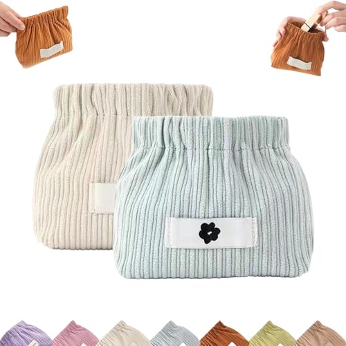 Cord-Organizer Mit Druckknopfverschluss for Die Handtasche, Tragbare Reise-Make-up-Tasche Aus Cord, for Damen-Haargummi, Lippenstift(2pcsc) von YOSEDVCB