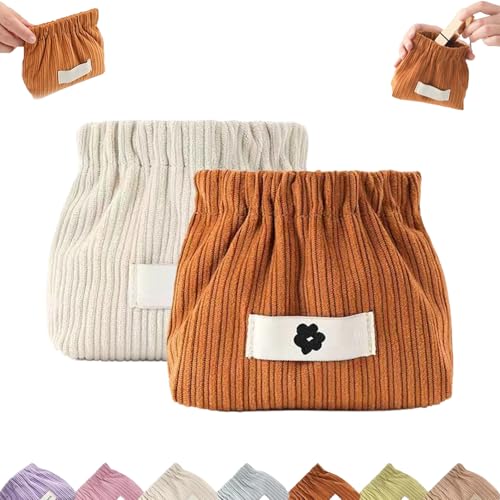 Cord-Organizer Mit Druckknopfverschluss for Die Handtasche, Tragbare Reise-Make-up-Tasche Aus Cord, for Damen-Haargummi, Lippenstift(2pcsd) von YOSEDVCB