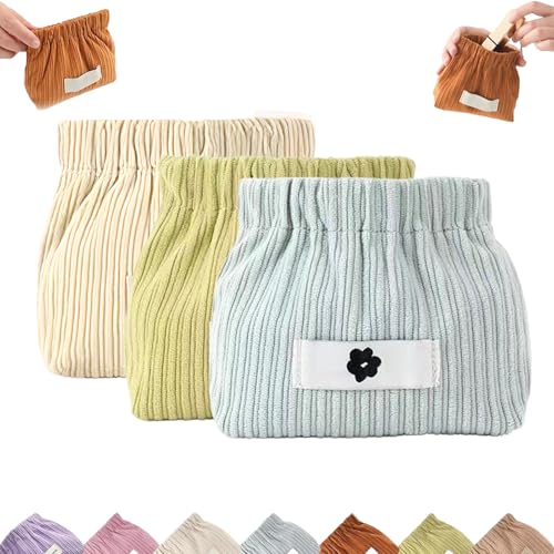 Cord-Organizer Mit Druckknopfverschluss for Die Handtasche, Tragbare Reise-Make-up-Tasche Aus Cord, for Damen-Haargummi, Lippenstift(3pcsa) von YOSEDVCB