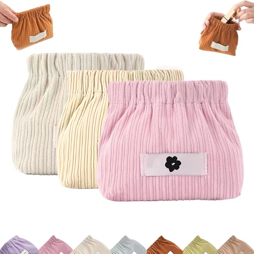 Cord-Organizer Mit Druckknopfverschluss for Die Handtasche, Tragbare Reise-Make-up-Tasche Aus Cord, for Damen-Haargummi, Lippenstift(3pcsc) von YOSEDVCB