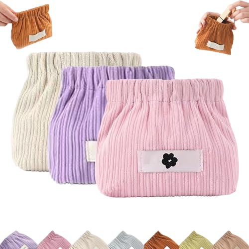 Cord-Organizer Mit Druckknopfverschluss for Die Handtasche, Tragbare Reise-Make-up-Tasche Aus Cord, for Damen-Haargummi, Lippenstift(3pcsd) von YOSEDVCB