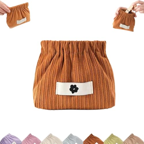 Cord-Organizer Mit Druckknopfverschluss for Die Handtasche, Tragbare Reise-Make-up-Tasche Aus Cord, for Damen-Haargummi, Lippenstift(Coffee) von YOSEDVCB