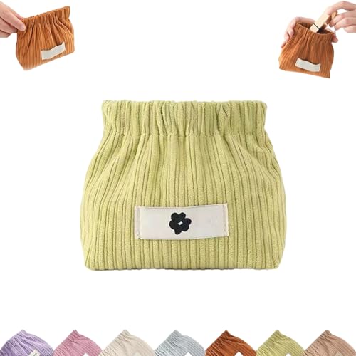 Cord-Organizer Mit Druckknopfverschluss for Die Handtasche, Tragbare Reise-Make-up-Tasche Aus Cord, for Damen-Haargummi, Lippenstift(Green) von YOSEDVCB