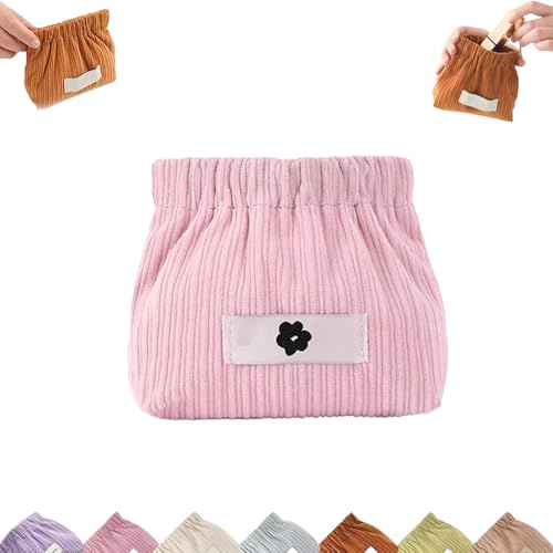 Cord-Organizer Mit Druckknopfverschluss for Die Handtasche, Tragbare Reise-Make-up-Tasche Aus Cord, for Damen-Haargummi, Lippenstift(Pink) von YOSEDVCB