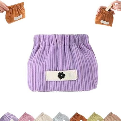 Cord-Organizer Mit Druckknopfverschluss for Die Handtasche, Tragbare Reise-Make-up-Tasche Aus Cord, for Damen-Haargummi, Lippenstift(Purple) von YOSEDVCB