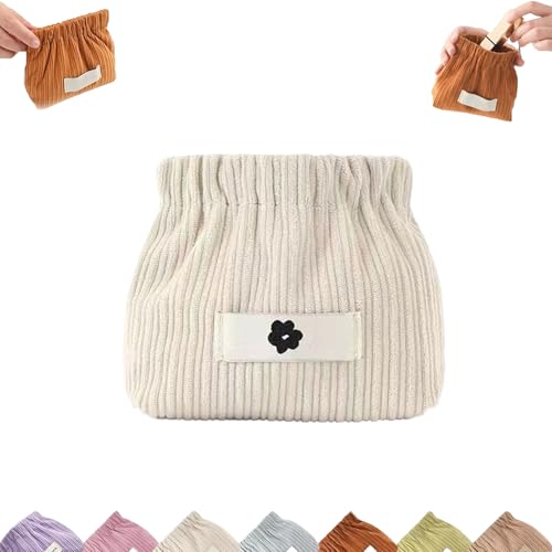 Cord-Organizer Mit Druckknopfverschluss for Die Handtasche, Tragbare Reise-Make-up-Tasche Aus Cord, for Damen-Haargummi, Lippenstift(White) von YOSEDVCB