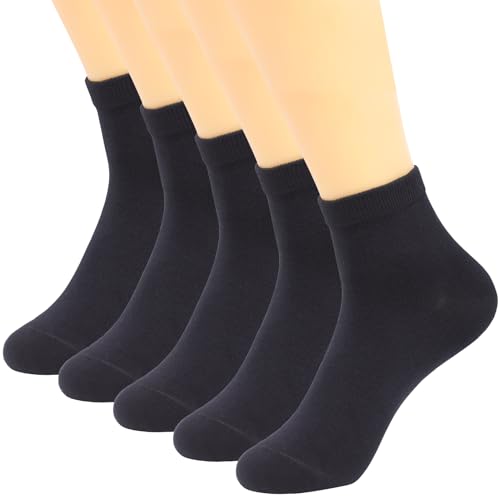 YOSENDE Socken Herren Knöchelsocken Kurze Sneaker Socken Quarter Halbsocken Baumwolle Atmungsaktive Bequeme 5 Paar 39-44 EU Schwarz von YOSENDE