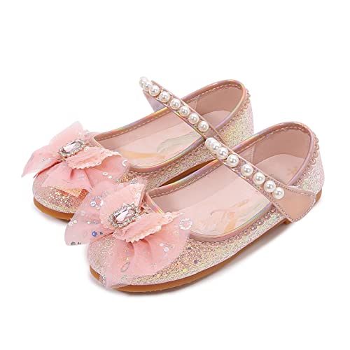 YOSICIL ELSA Prinzessin Schuhe Mädchen Kinder Sandalen Glitter für Verkleidung Cosplay Geburtstagsparty Weihnachten Karneval Halloween,Rosa 23 von YOSICIL