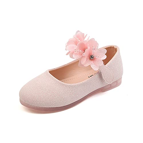 YOSICIL Kleinkind Mädchen Prinzessinnenschuhe mit Blumen Kinder Sandalen Ballerinas Uniformschuhe Mary Jane Schuhe Lederschuhe für Freizeit Hochzeit Geburtstag Geschenk Kindergarten, Rosa, 24 von YOSICIL