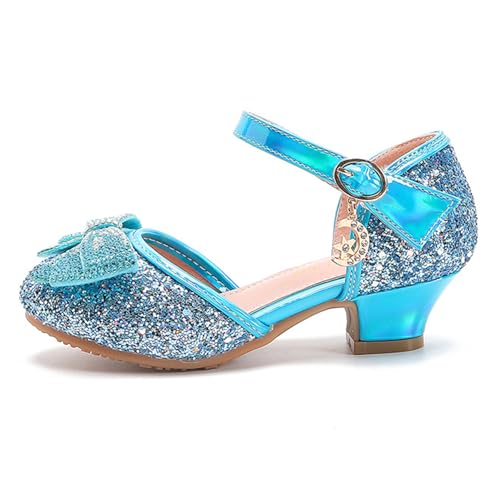 YOSICIL Mädchen Kinder Prinzessinnenschuhe Stöckelschuhe Absatzschuhe High Heel Glitzer Glitter Pailletten Ballerinas Geschenk Geburtstag Weihnachten Cosplay Verkleidung, Blau 27 von YOSICIL