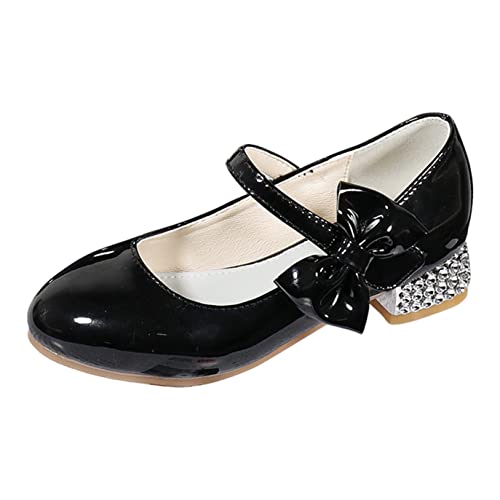 YOSICIL Mädchen Kinder Pumps Prinzessin Schuhe mit Absatz Heels Mary Jane Schuhe Babys Ballerinas Schuluniform Lederschuhe Casual für Festival Partys Geburtstag Geschenk Schule Halloween, Schwarz, 29 von YOSICIL