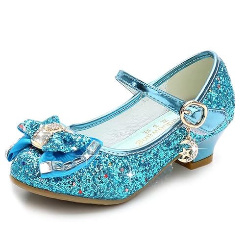 YOSICIL Mädchen Prinzessin Schuhe ELSA Glitzer Schuhe High Heel Pumps mit Pailletten Kinder Ballerinas Schnee Königin Gelee Partei Schuhe Karneval Halloween Party 26-38 von YOSICIL