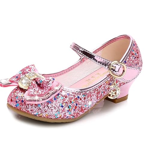 YOSICIL Mädchen Prinzessin Schuhe ELSA Glitzer Schuhe High Heel Pumps mit Pailletten Kinder Ballerinas Schnee Königin Gelee Partei Schuhe Karneval Halloween Party 26-38 von YOSICIL