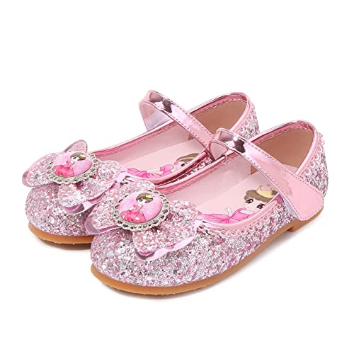 YOSICIL Mädchen Prinzessin Schuhe ELSA Kristall Schuhe Frozen Eiskönigin Sandalen Partei Glitzer Pumps Festlich Ballerina Karneval Verkleidung Kinder Fashing Kostüm Zubehör Schuhe, Rosa-1, 25 von YOSICIL