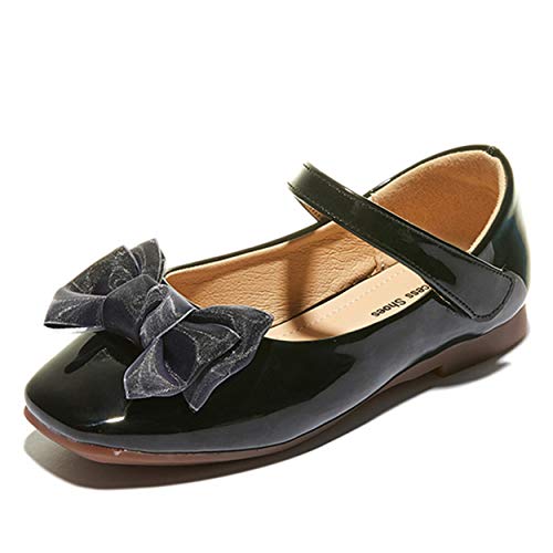 YOSICIL Mädchen Prinzessin Schuhe Festliche Lackschuhe für Hochzeit Leder Kommunionschuhe Kinder Flache Ballerinas mit Riemchen Festschuhe Fasching Karneval Halloween Tanzball Party 26-37 von YOSICIL