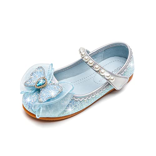 YOSICIL Mädchen Schuhe Prinzessin Glitzer Glitter Pailletten Kinder Sandalen für Cosplay Verkleidung Geburtstagsparty Weihnachten Karneval Halloween, Blau 26 von YOSICIL