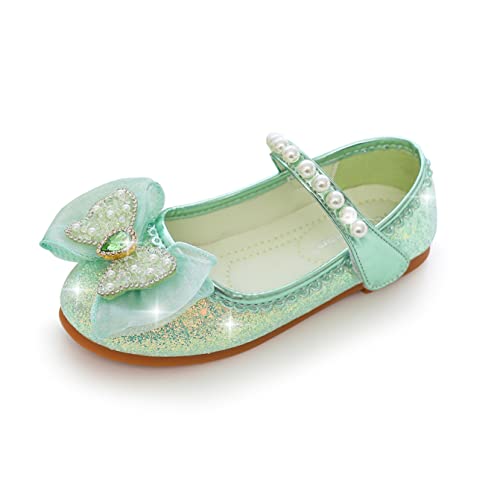 YOSICIL Mädchen Schuhe Prinzessin Glitzer Glitter Pailletten Kinder Sandalen für Cosplay Verkleidung Geburtstagsparty Weihnachten Karneval Halloween, Grün 24 von YOSICIL