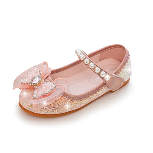 YOSICIL Mädchen Schuhe Prinzessin Glitzer Glitter Pailletten Kinder Sandalen für Cosplay Verkleidung Geburtstagsparty Weihnachten Karneval Halloween, Rosa 26 von YOSICIL