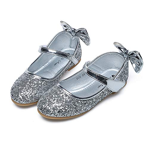 YOSICIL Mädchen Schuhe Prinzessin Schuhe Kinder Flache Ballerina Pailletten Glitzer Schuhe Festliche Schuhe Hochzeitschuhe Fasching Karneval Halloween Tanzball Weihnachtsfeier Party Schuhe von YOSICIL