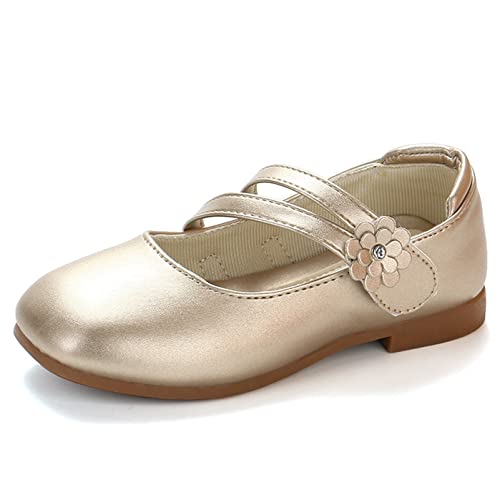 YOSICIL Mary Jane Schuhe Sandalen Prinzessinnenschuhe Mädchen Kinder Casual Uniformschuhe Lederschuhe Hochzeit Festliche Kinderschuhe Freizeit Geschenk Geburtstag Weihnachten Halloween, Gold, 27 von YOSICIL