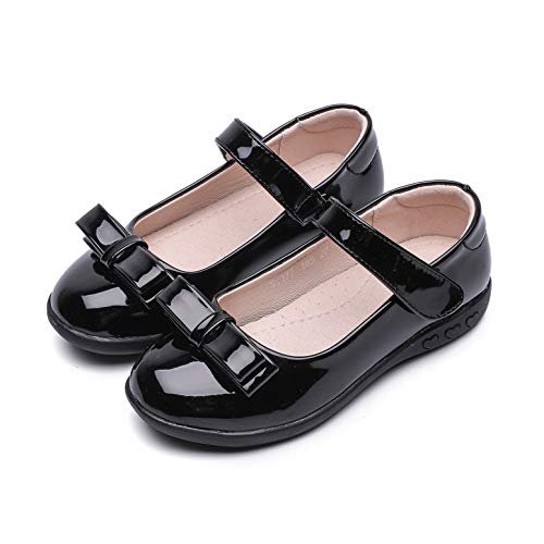 YOSICIL Mary Jane Schuhe für Mädchen Sandalen mit Schleifen Lederschuhe für Kind Baby Ballerina für Verkleidung Partei Alltag Geschenk Cosplay Weihnachten Kindergarten Schule, Schwarz A, 29 von YOSICIL