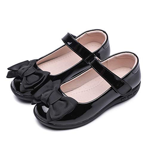 YOSICIL Mary Jane Schuhe für Mädchen Sandalen mit Schleifen Lederschuhe für Kind Baby Ballerina für Verkleidung Partei Alltag Geschenk Cosplay Weihnachten Kindergarten Schule, Schwarz C, 29 von YOSICIL